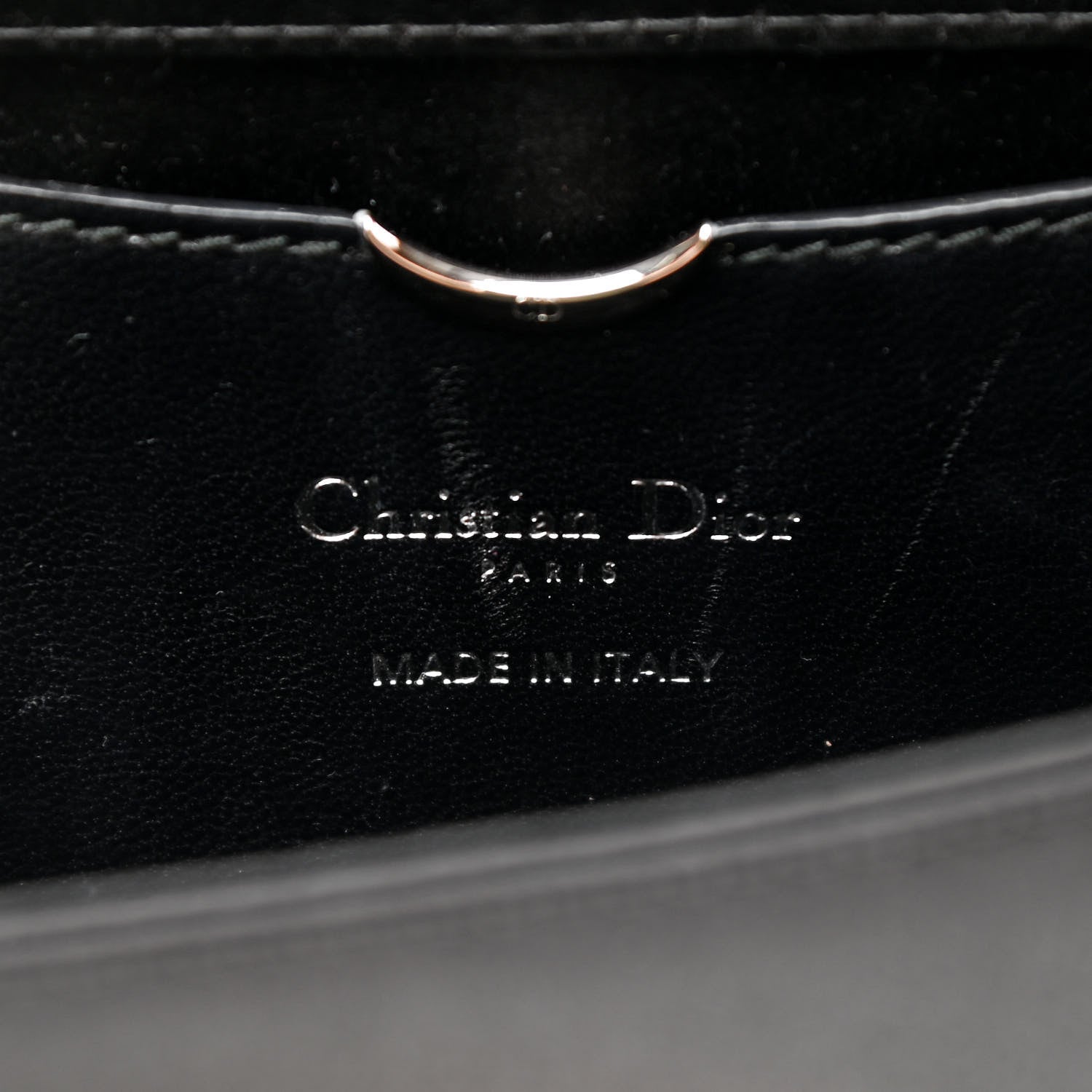 Christian Dior Satin Crystal Diorama Croisiere Chain Wallet Black 6 of 6