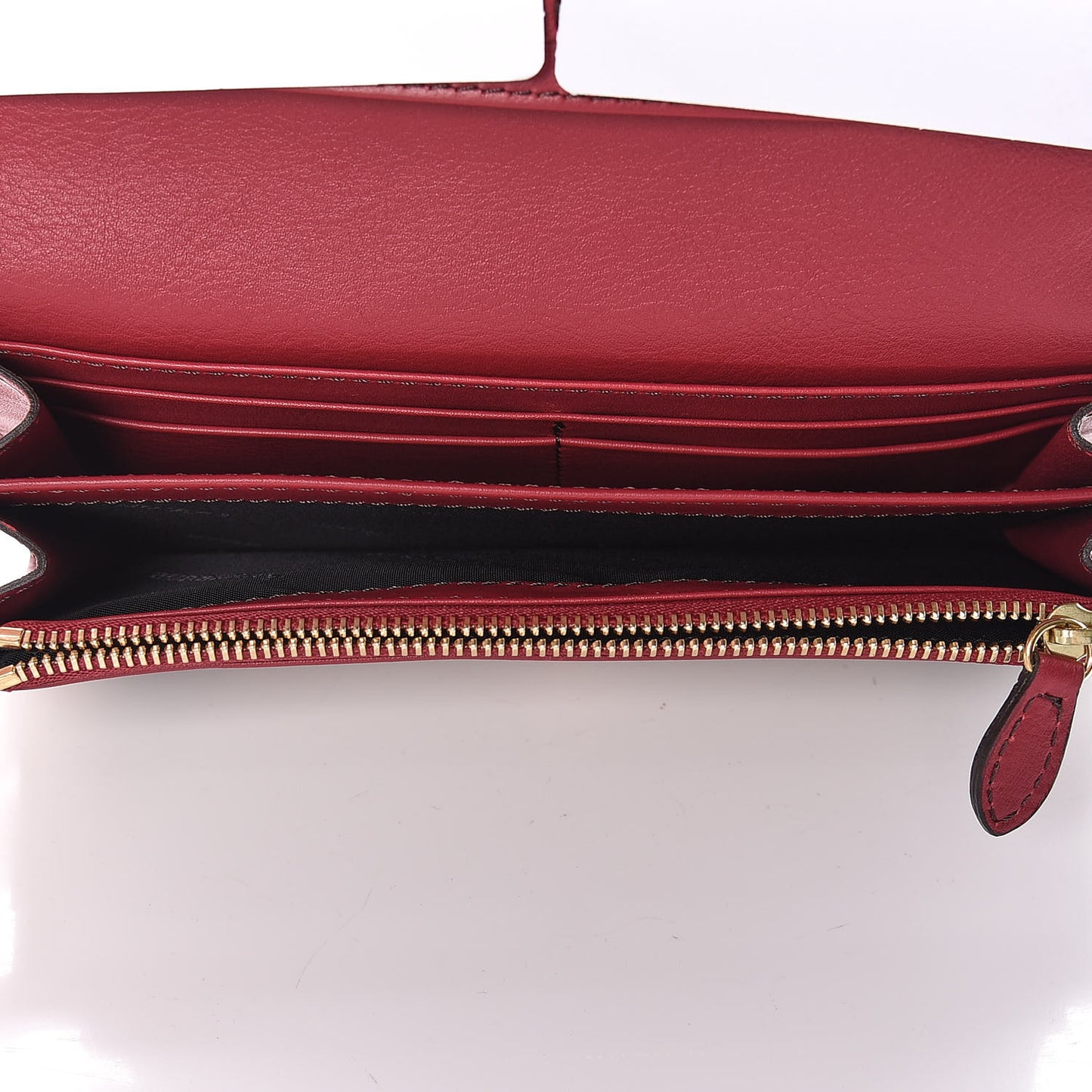 Calfskin House Check Porter Continental Wallet Red