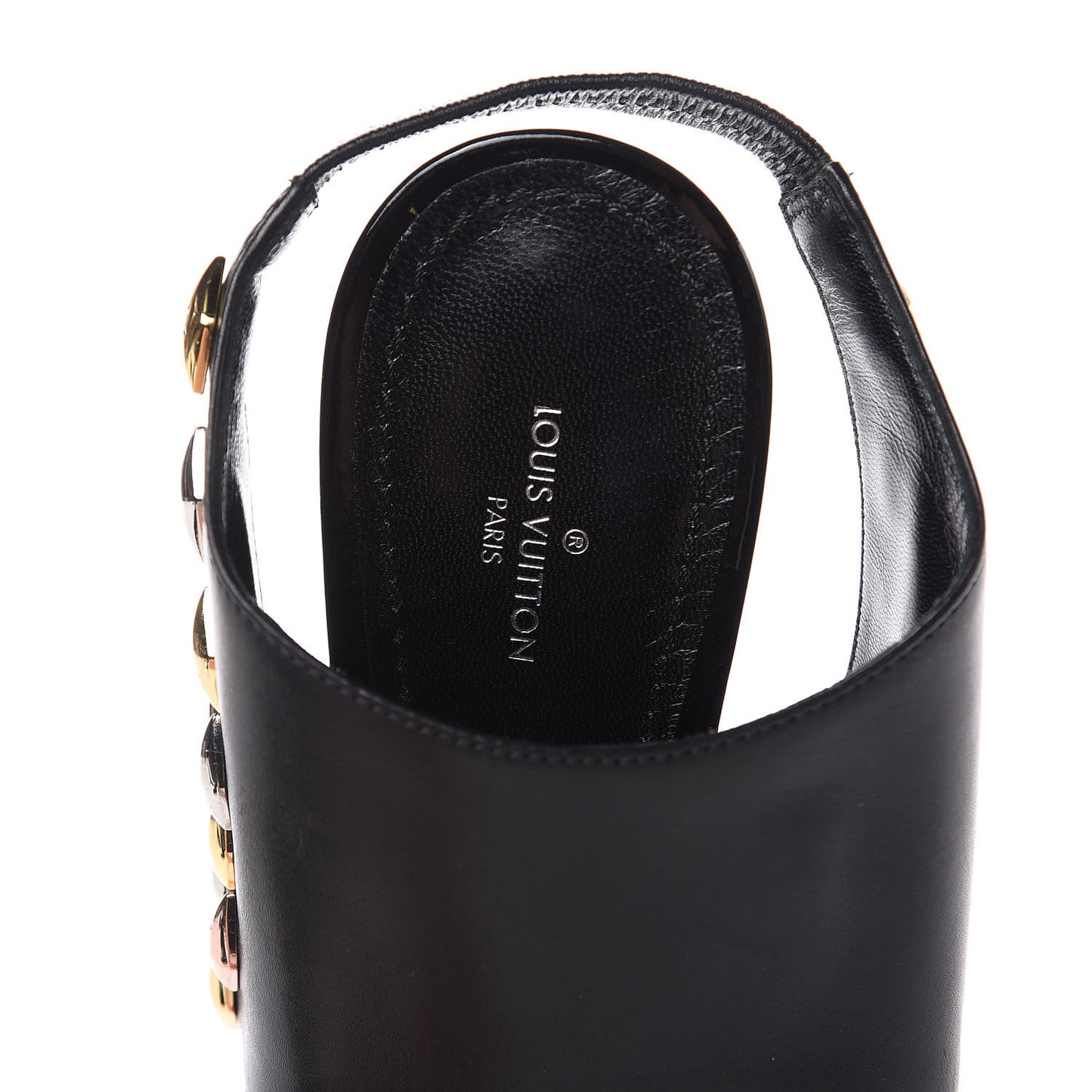 Calfskin Studded Gold Rush Slingback Pumps 37 Black