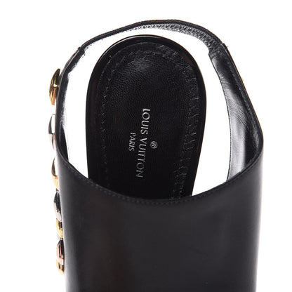 Louis Vuitton Calfskin Studded Gold Rush Slingback Pumps 37 Black 6 of 12