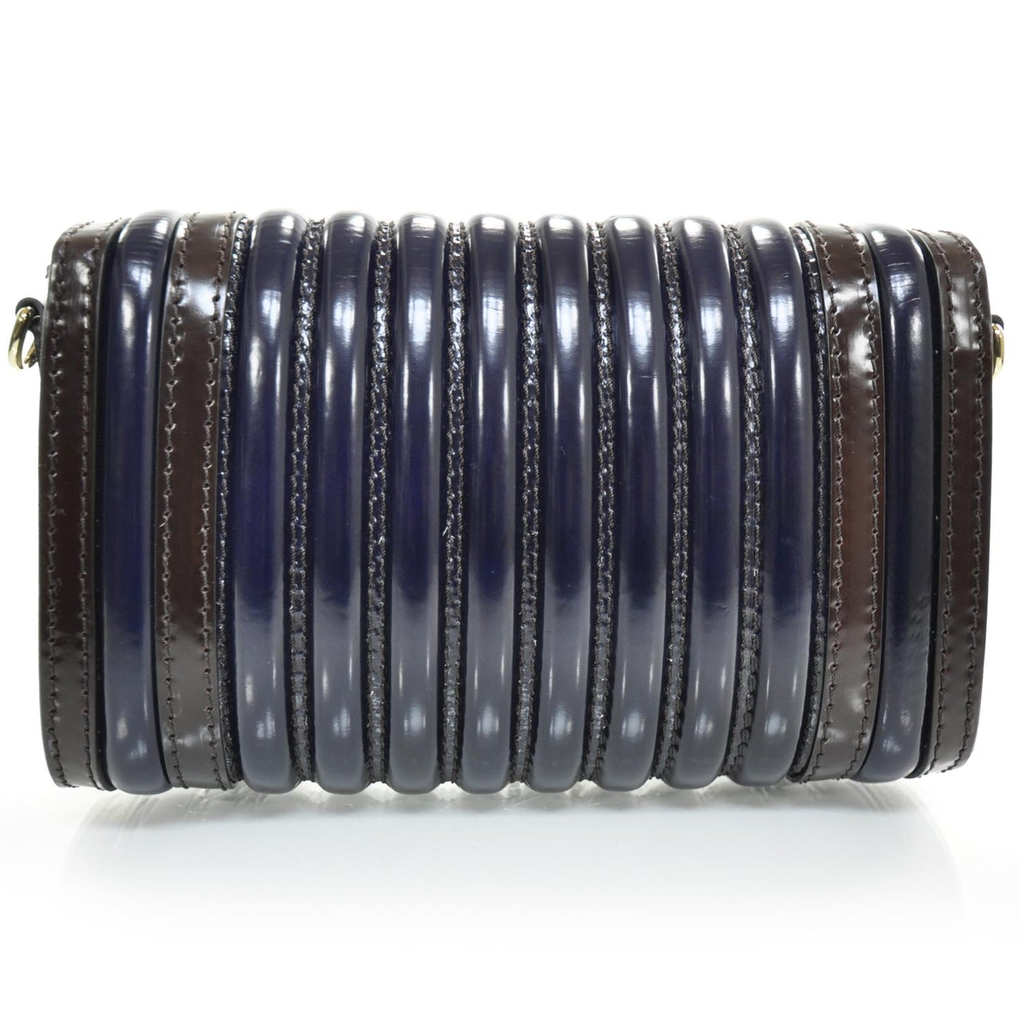 Glossed Leather Doyle Shoulder Bag Ink and Plum