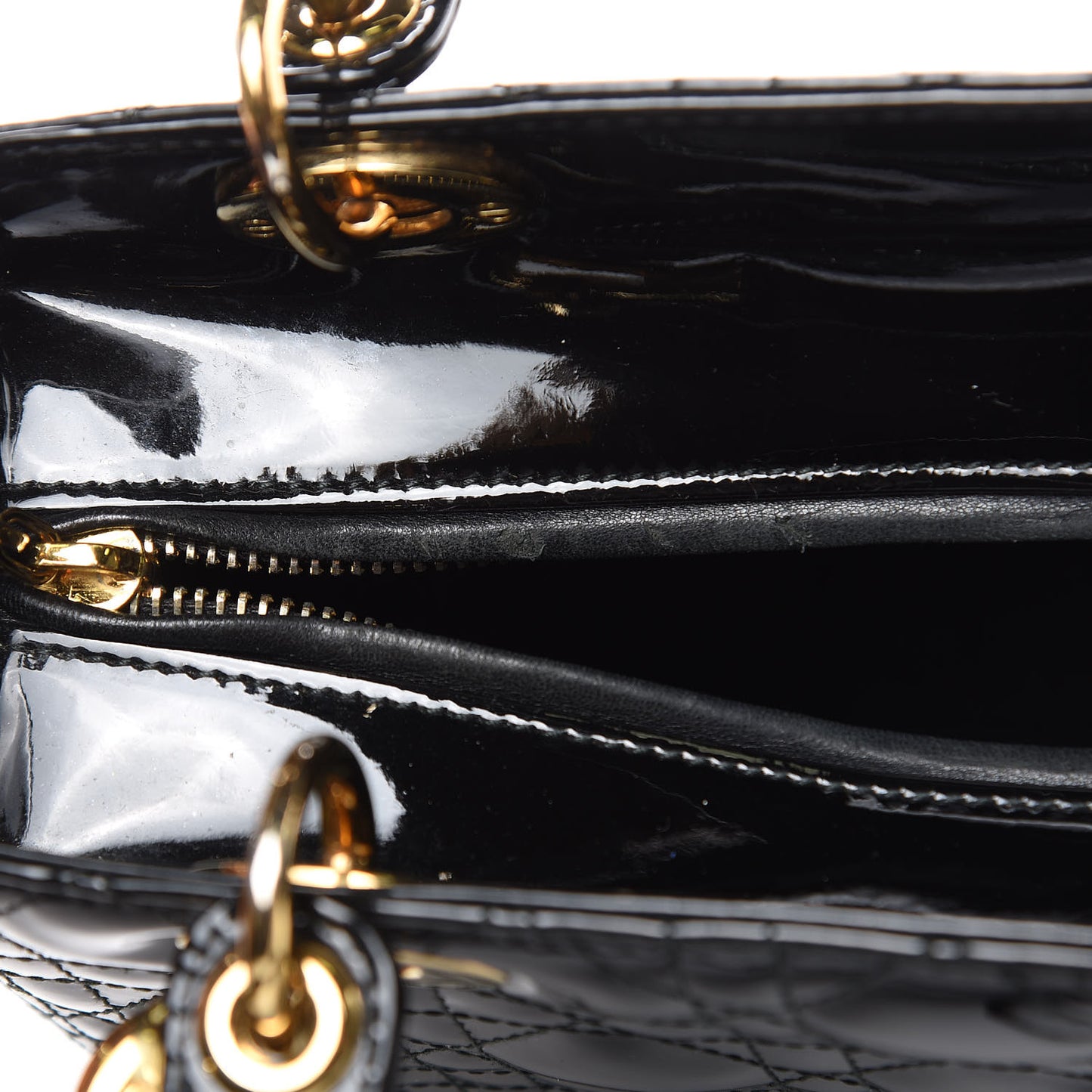 Patent Cannage Medium Lady Dior Black