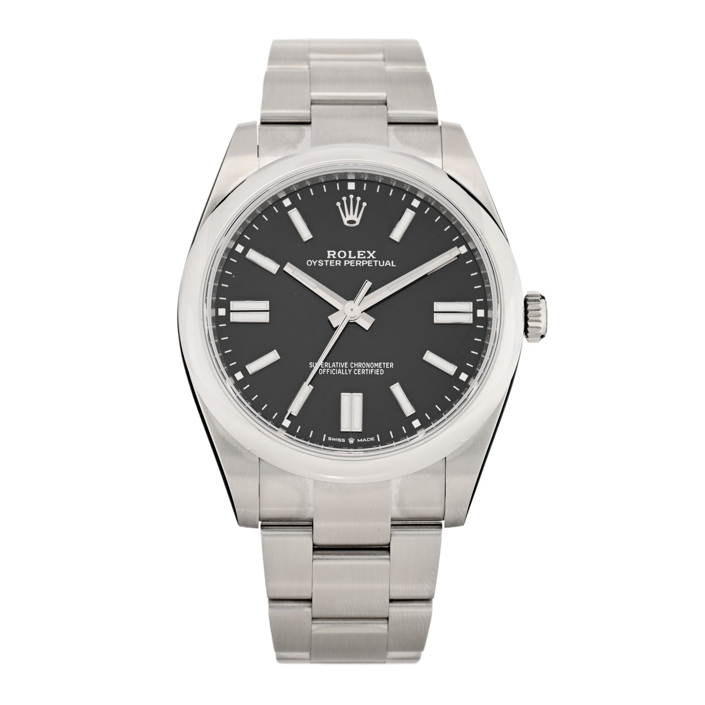 Stainless Steel 41mm Oyster Perpetual Watch Bright Black 124300