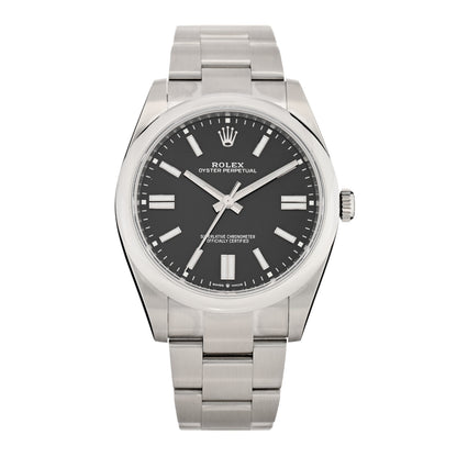 Rolex Stainless Steel 41mm Oyster Perpetual Watch Bright Black 124300 1 of 5