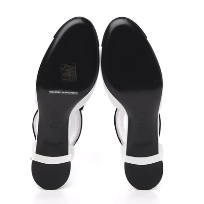 Chanel Goatskin Velvet Cap Toe CC Bow Cut Out Ankle Boots 37.5 White Black 5 of 9