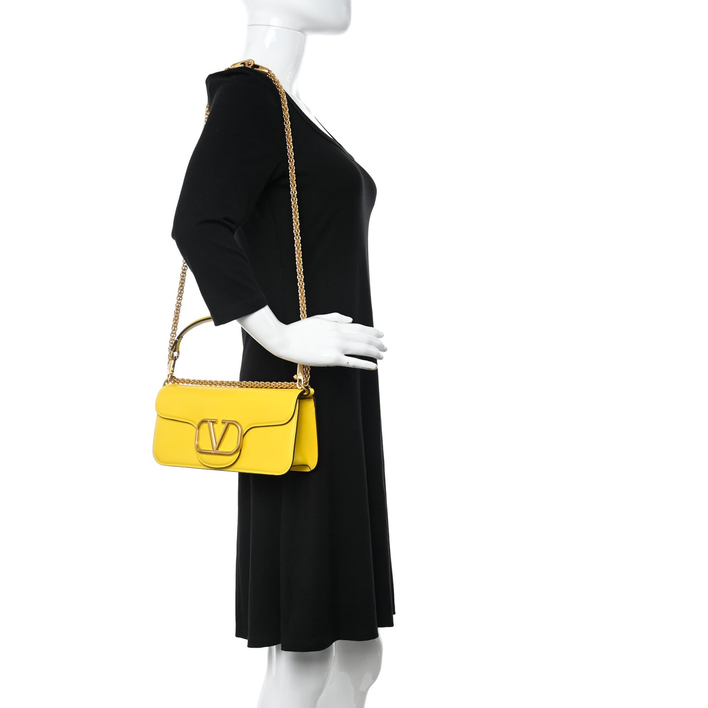 Calfskin Vlogo Loco Shoulder Bag Bright Lemon