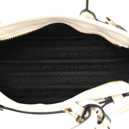Prada Glossy Calfskin Triangle Mini Bonnie Hand Bag White 5 of 10