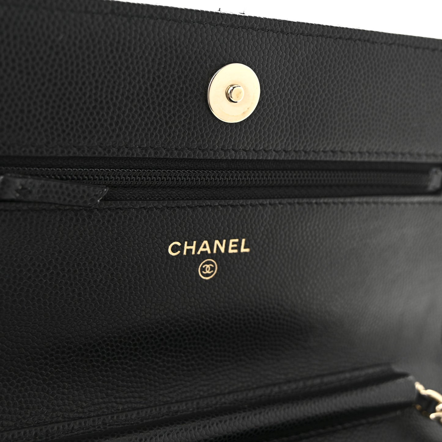 Caviar Quilted Crystal CC Wallet On Chain WOC Black
