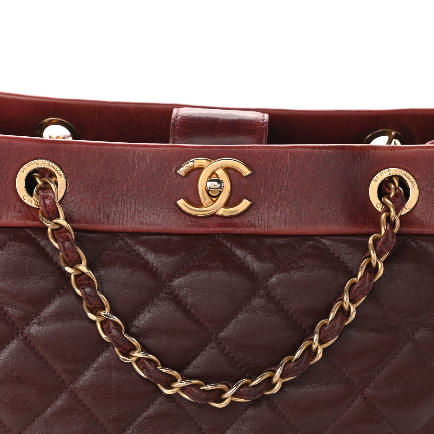 Calfskin Quilted Medium Soft Elegance Tote Burgundy