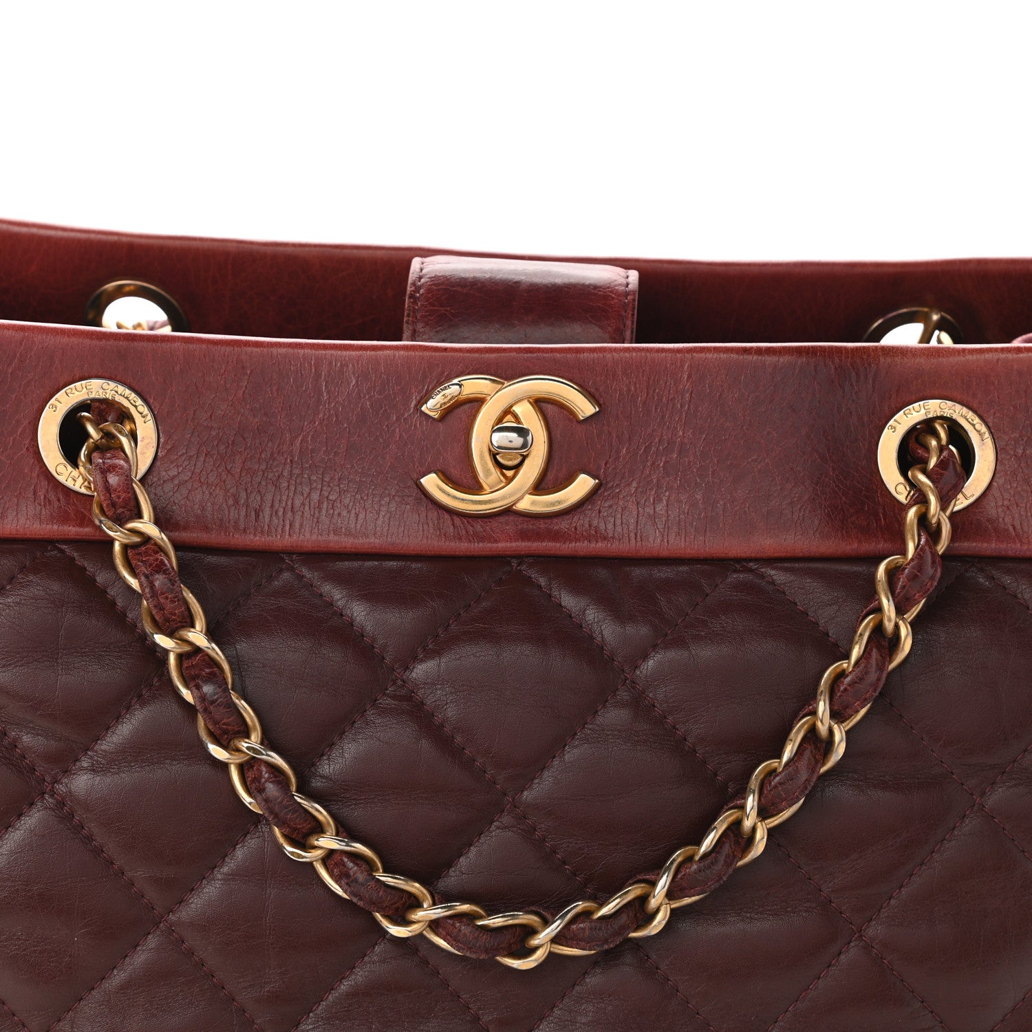 Chanel Calfskin Quilted Medium Soft Elegance Tote Burgundy 15 of 19