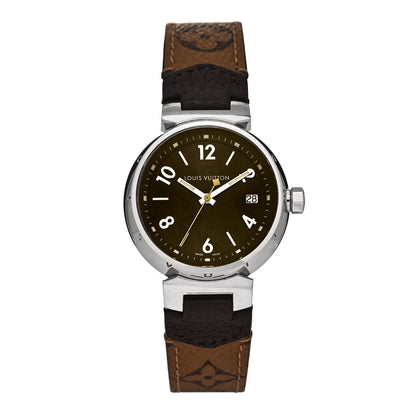 Louis Vuitton Stainless Steel Monogram 34mm Tambour Quartz Watch Brown 1 of 5