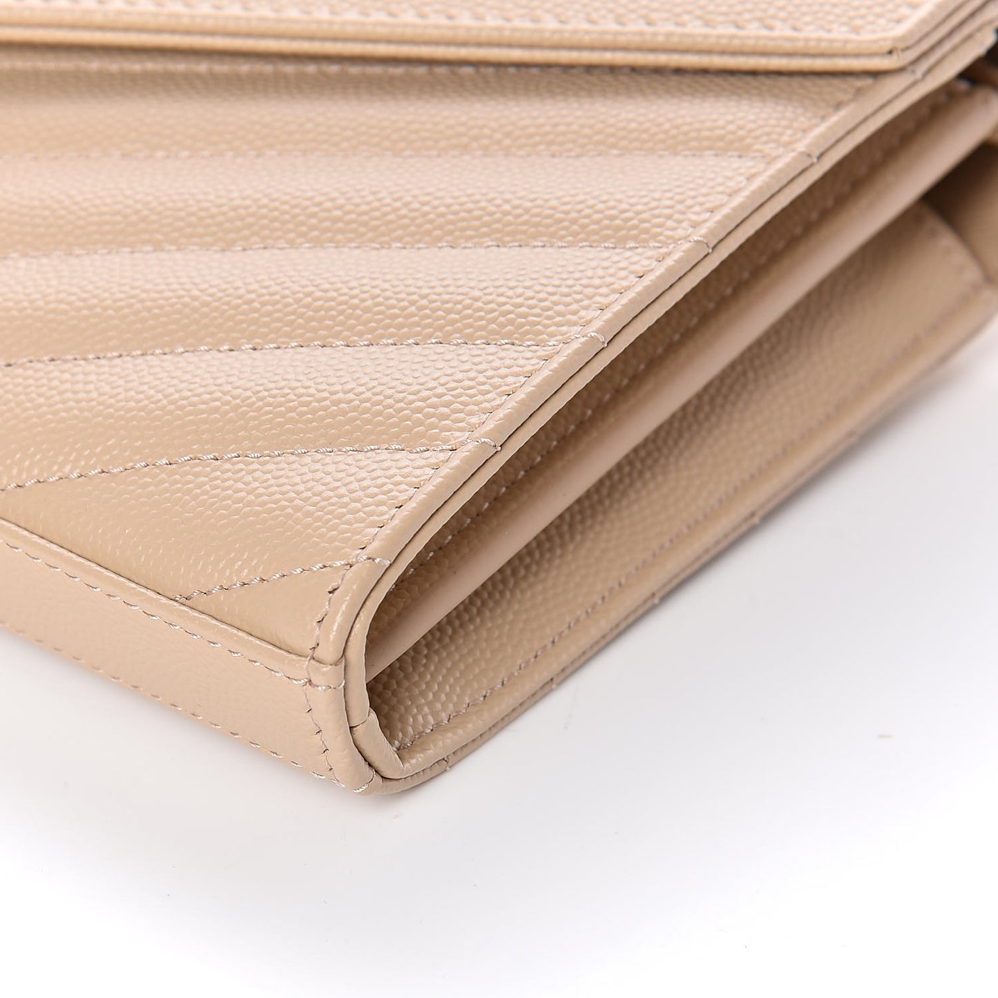 Grain De Poudre Matelasse Chevron Monogram Chain Wallet Nude Powder