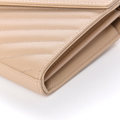 Saint Laurent Grain De Poudre Matelasse Chevron Monogram Chain Wallet Nude Powder 8 of 10