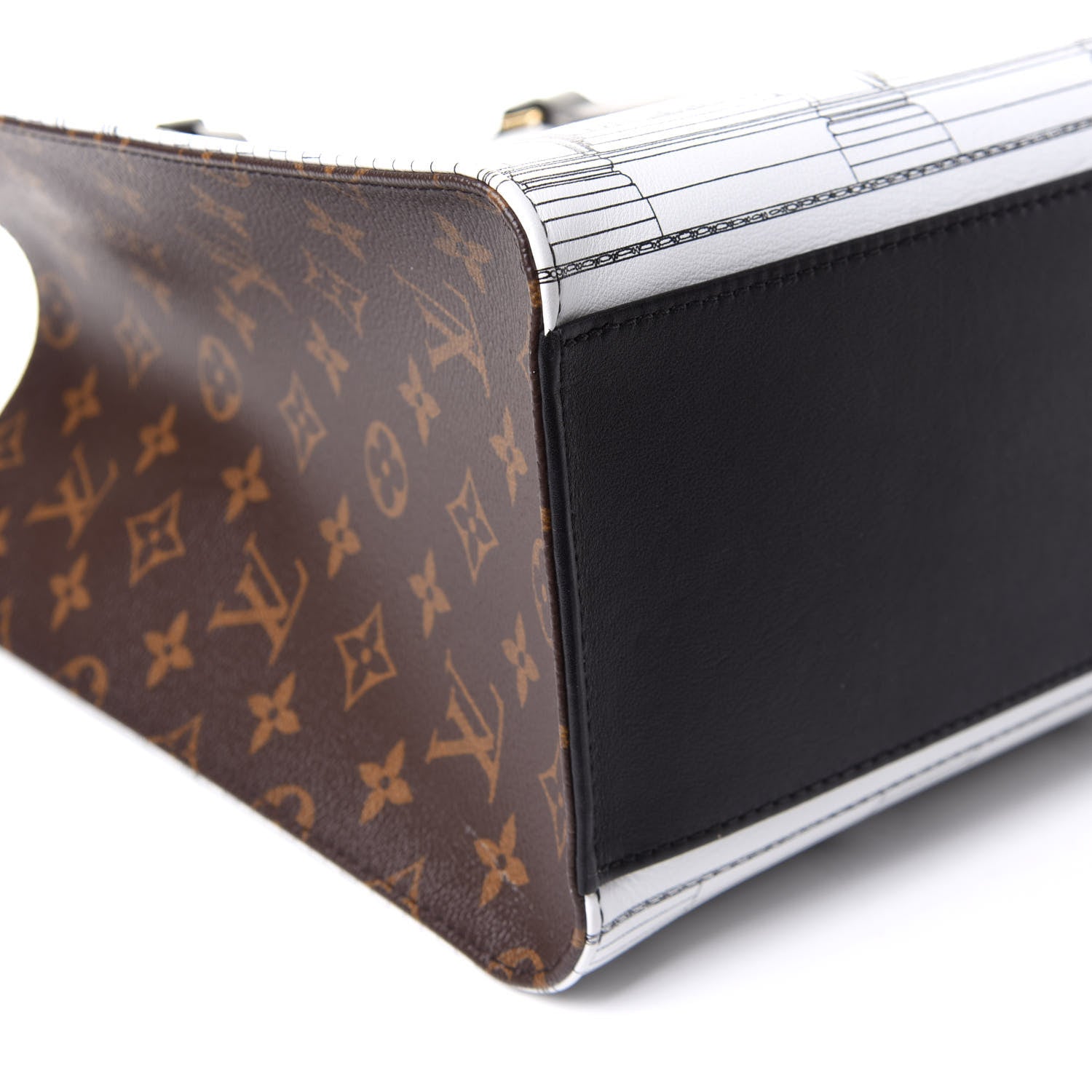 Louis Vuitton X FORNASETTI Calfskin Architettura Onthego MM Black White 8 of 10
