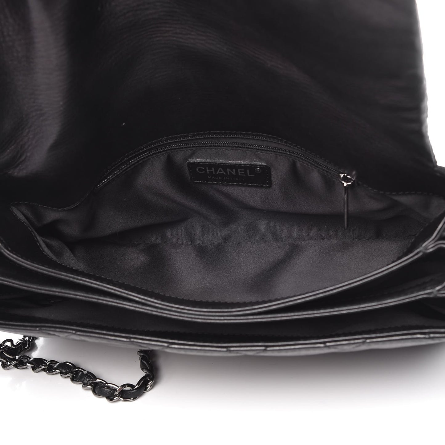 Lambskin Quilted 3 Accordion Flap Bag Black