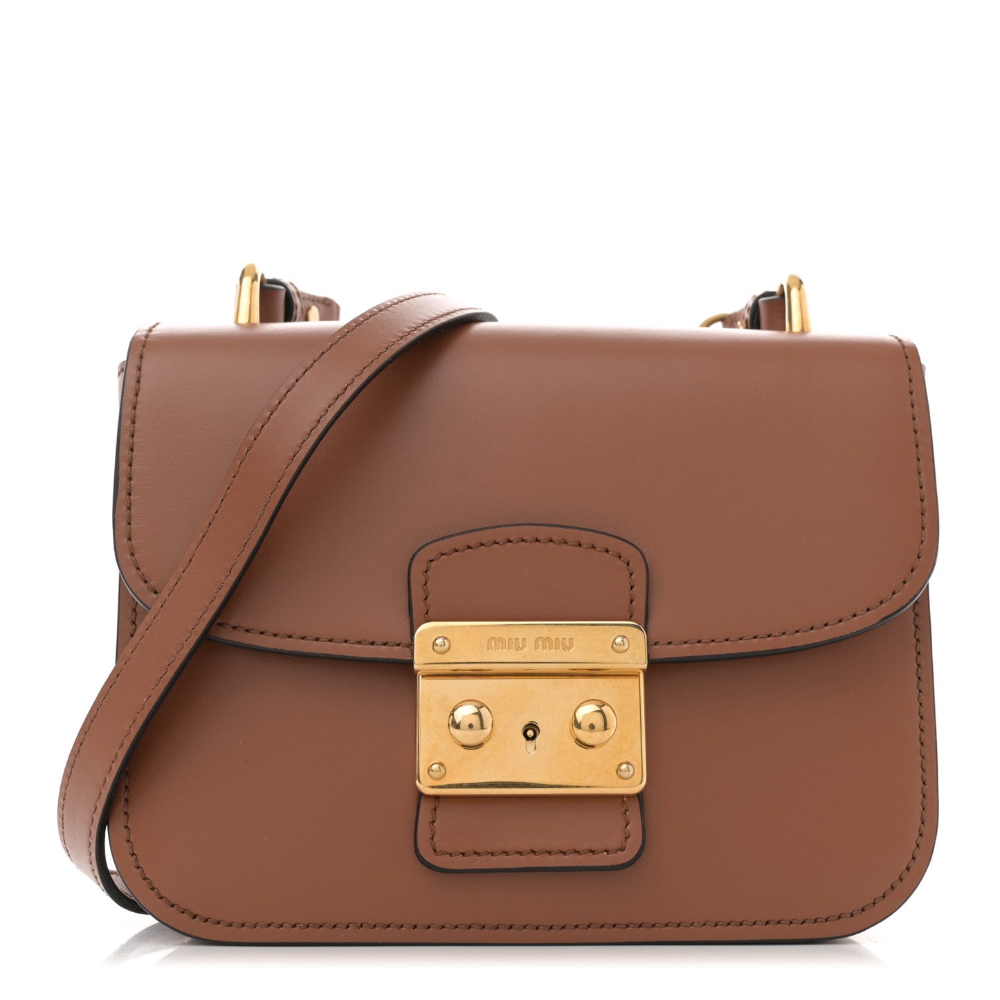 City Calf Lock Shoulder Bag Cognac