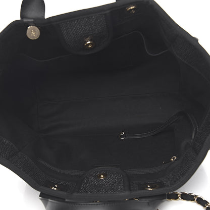 Chanel Woven Straw Raffia Large Deauville Tote Black 5 of 14
