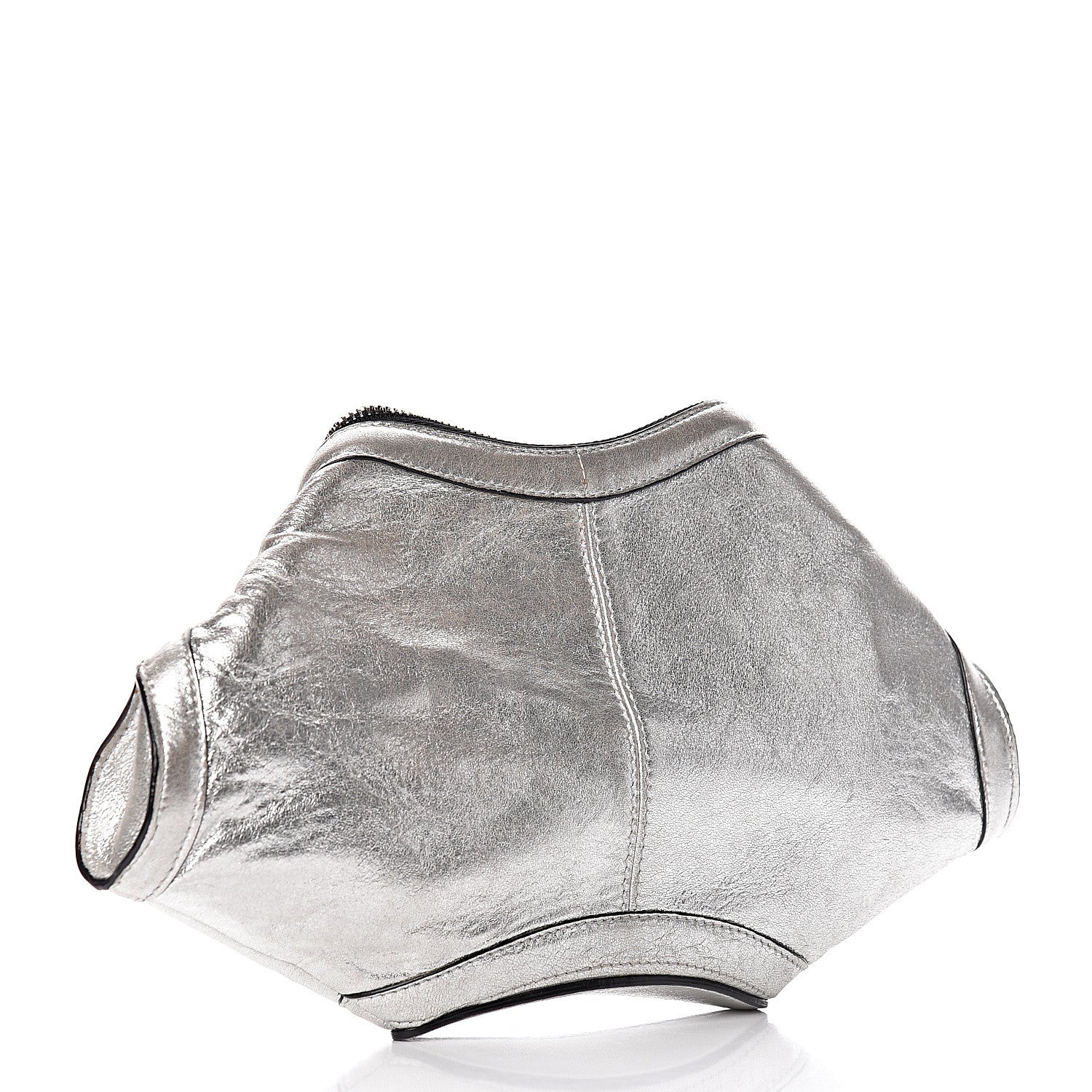 Alexander McQueen Metallic Lambskin De Manta Clutch Silver 3 of 12