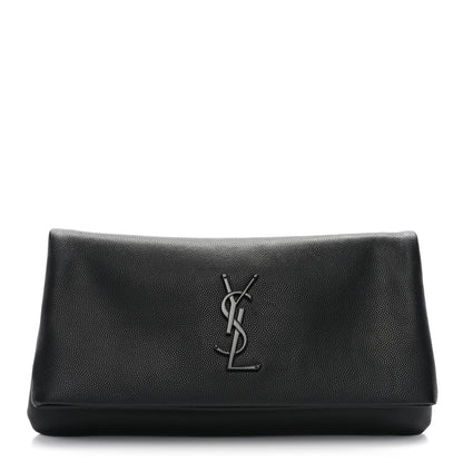 Saint Laurent Grain De Poudre West Hollywood Monogram Fold Over Clutch Black 1 of 7