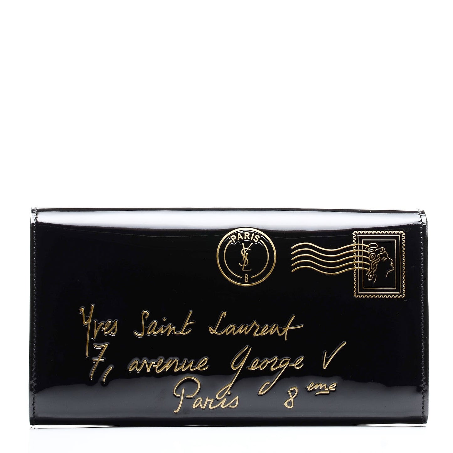 Patent Y-Mail Clutch Black