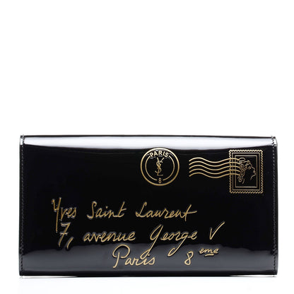 Saint Laurent Patent Y-Mail Clutch Black 1 of 7
