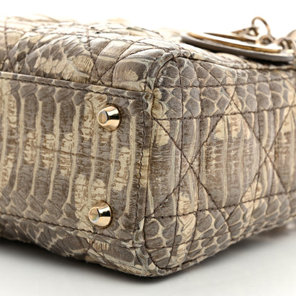 Christian Dior Metallic Snakeskin Cannage Mini Lady Dior Beige 10 of 10