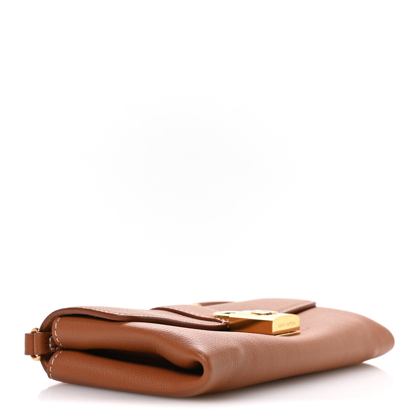 Grained Calfskin Low Key Wallet On Chain Cognac