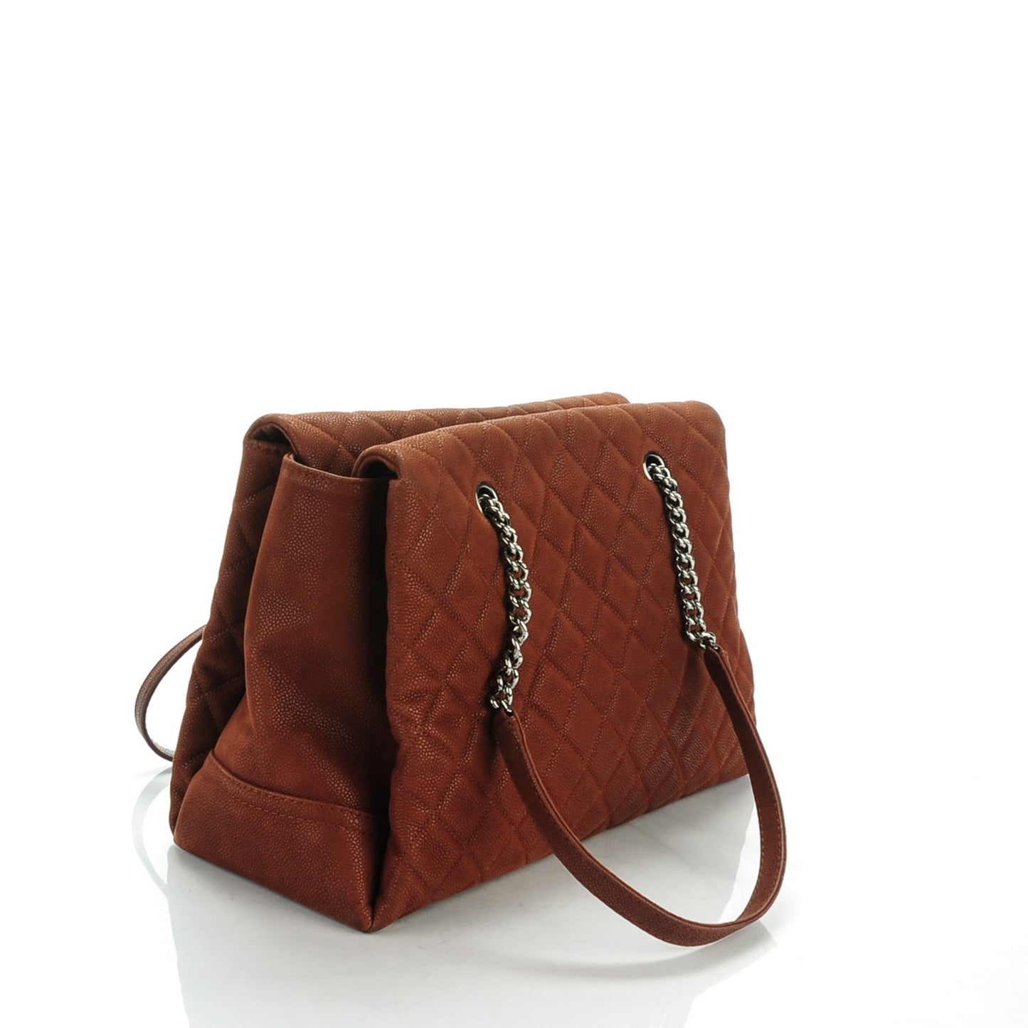 Iridescent Caviar Quilted Lady Pearly Tote Brown