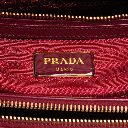 Prada Saffiano Lux Mini Double Zip Tote Cherry 6 of 13