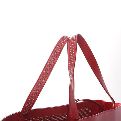 Saint Laurent Calfskin Suede Stud Reversible Shopper Tote Red 15 of 19