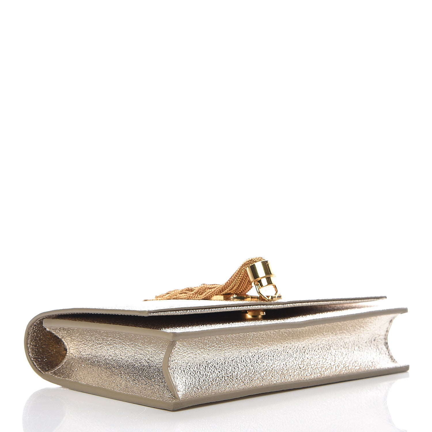 Saint Laurent Metallic Calfskin Classic Monogram Kate Tassel Chain Wallet Platine 4 of 11