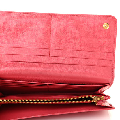 Prada Saffiano Metal Continental Flap Wallet Fragola 5 of 15
