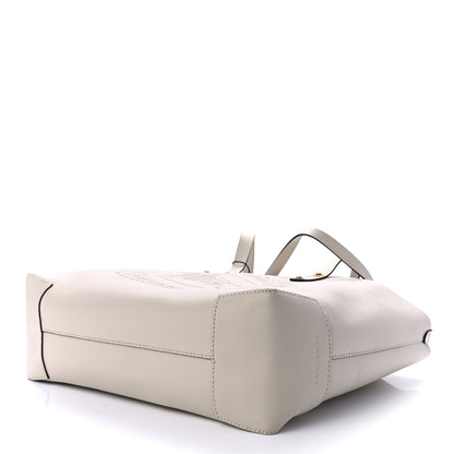 Burberry Calfskin Crest Embossed Small Tote Limestone 9 of 11