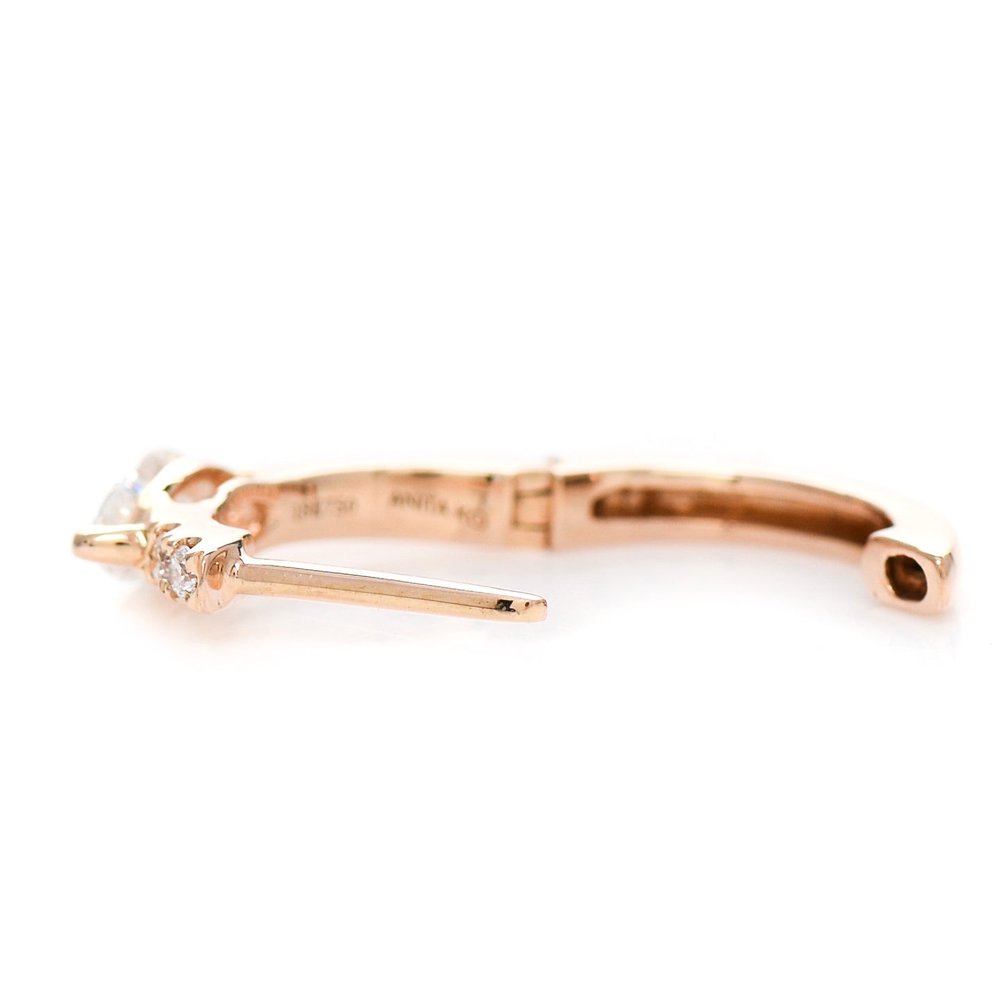18K Rose Gold Diamond Marquise Huggie Earring