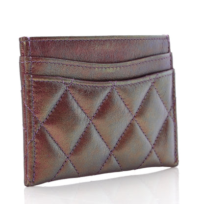Chanel Iridescent Lambskin Quilted Card Holder Purple 3 of 8