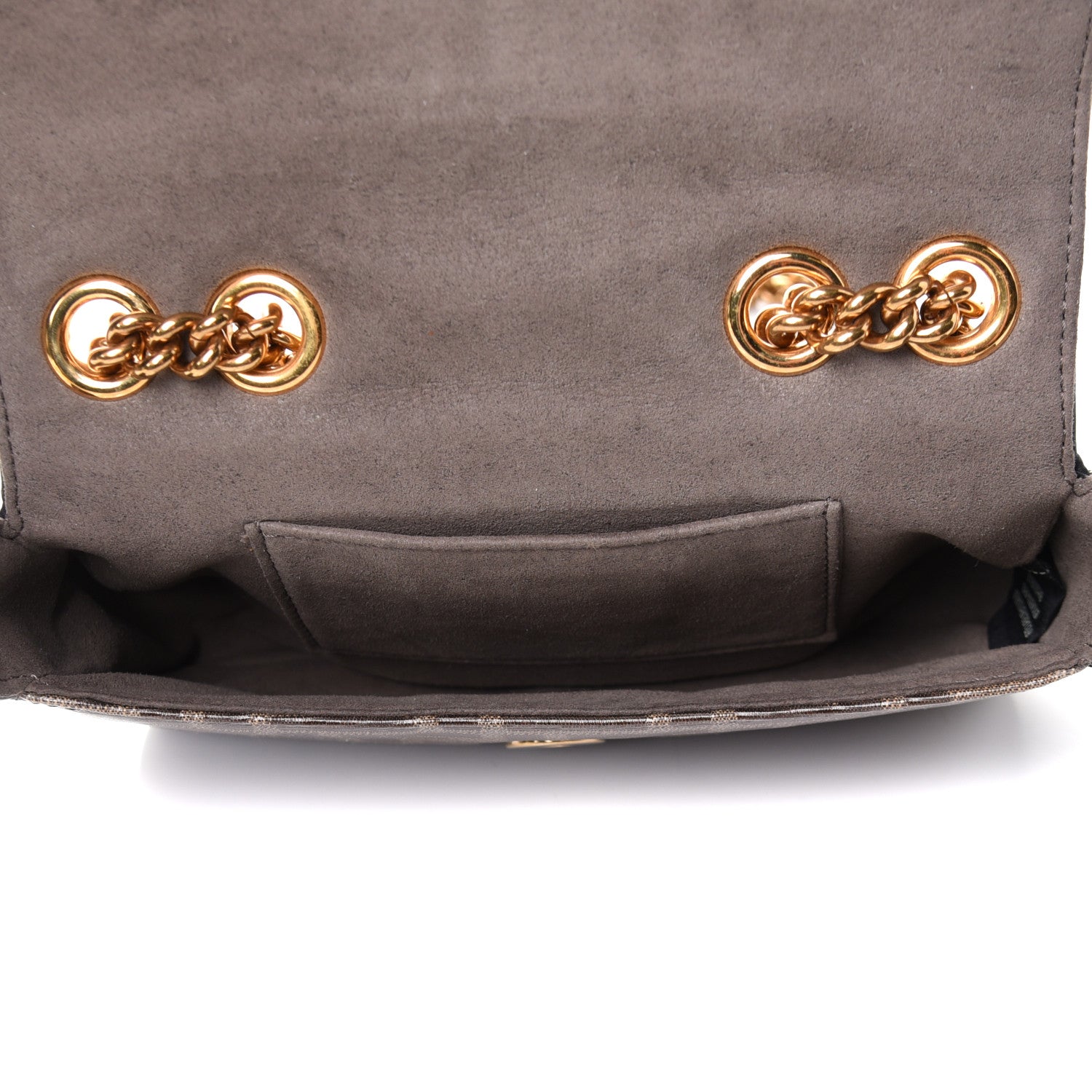 Fendi Glazed Fabric Vitello Century FF 1974 Stamp Patch Mini Double F Crossbody Bag Mogano Panna Black 6 of 11