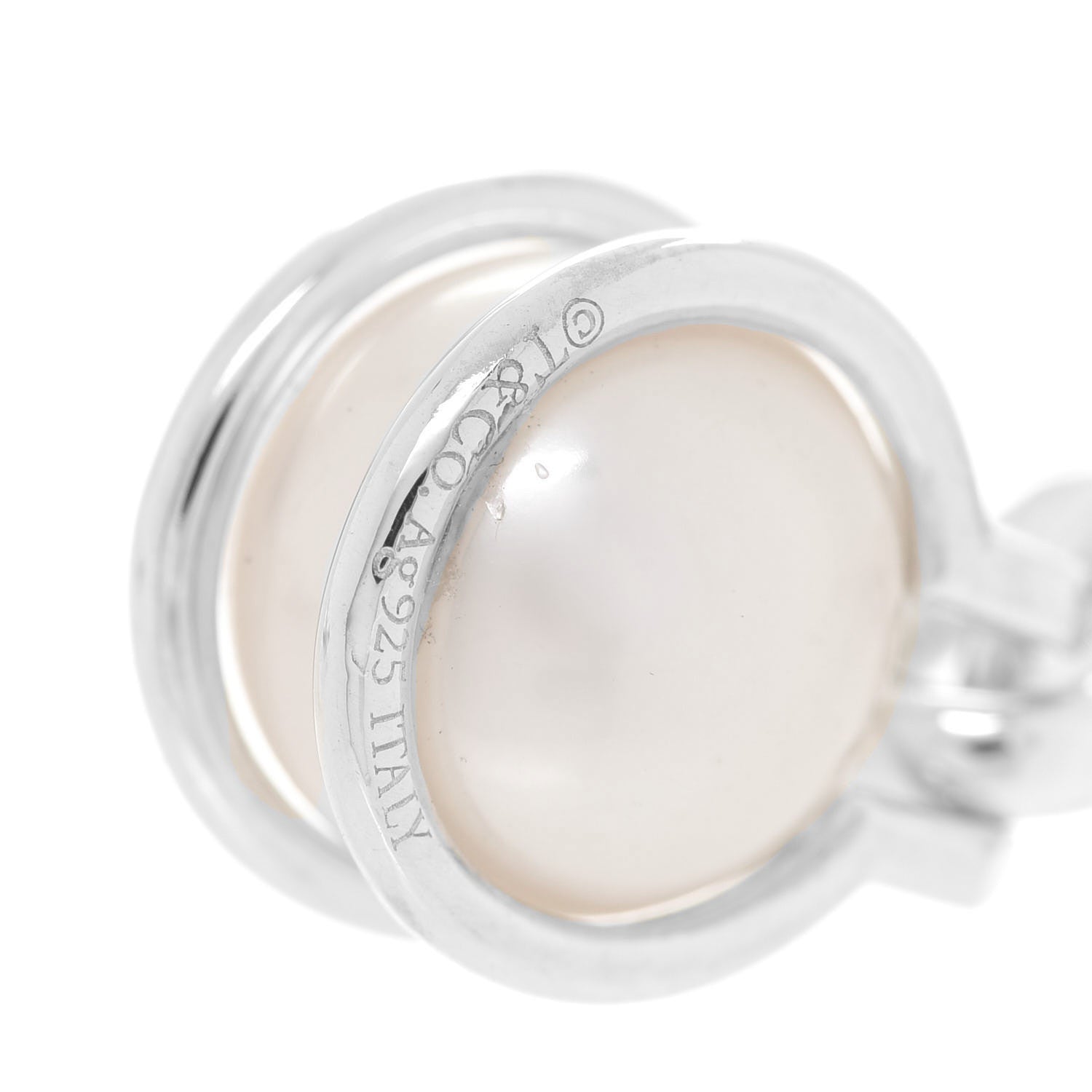 Tiffany Sterling Silver Pearl HardWear Triple Link Earrings 5 of 8