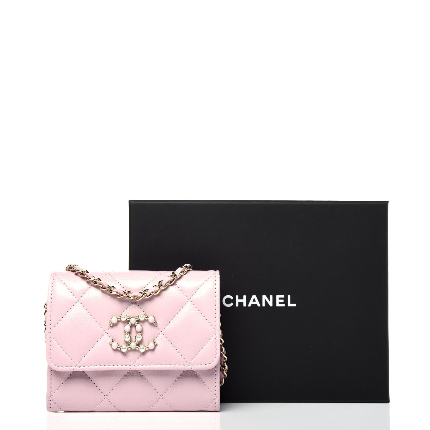 Chanel Caviar Quilted Coco Candy Card Holder On Chain Light Pink 12 of 12