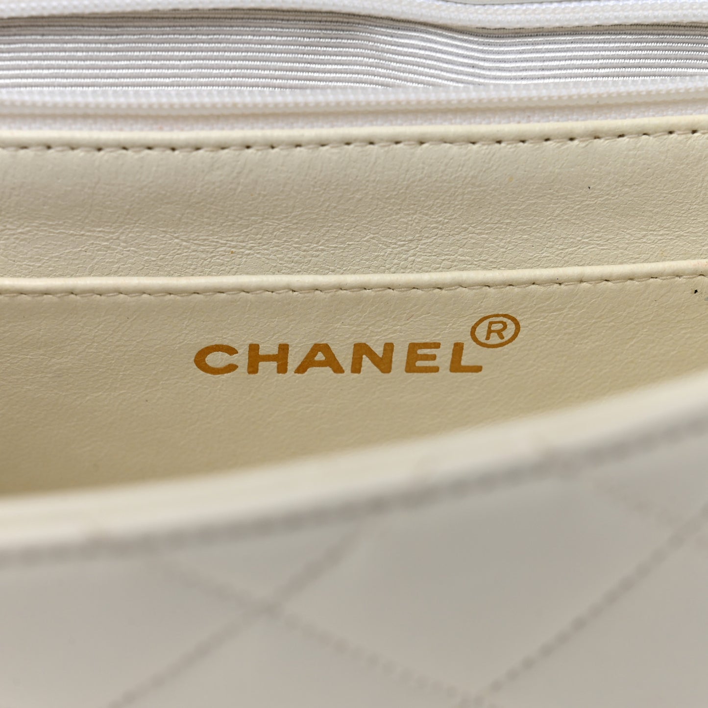 Lambskin Quilted Medium Single Flap White