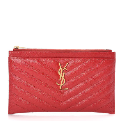 Saint Laurent Grain De Poudre Chevron Monogram Bill Pouch Bandana Red 1 of 8
