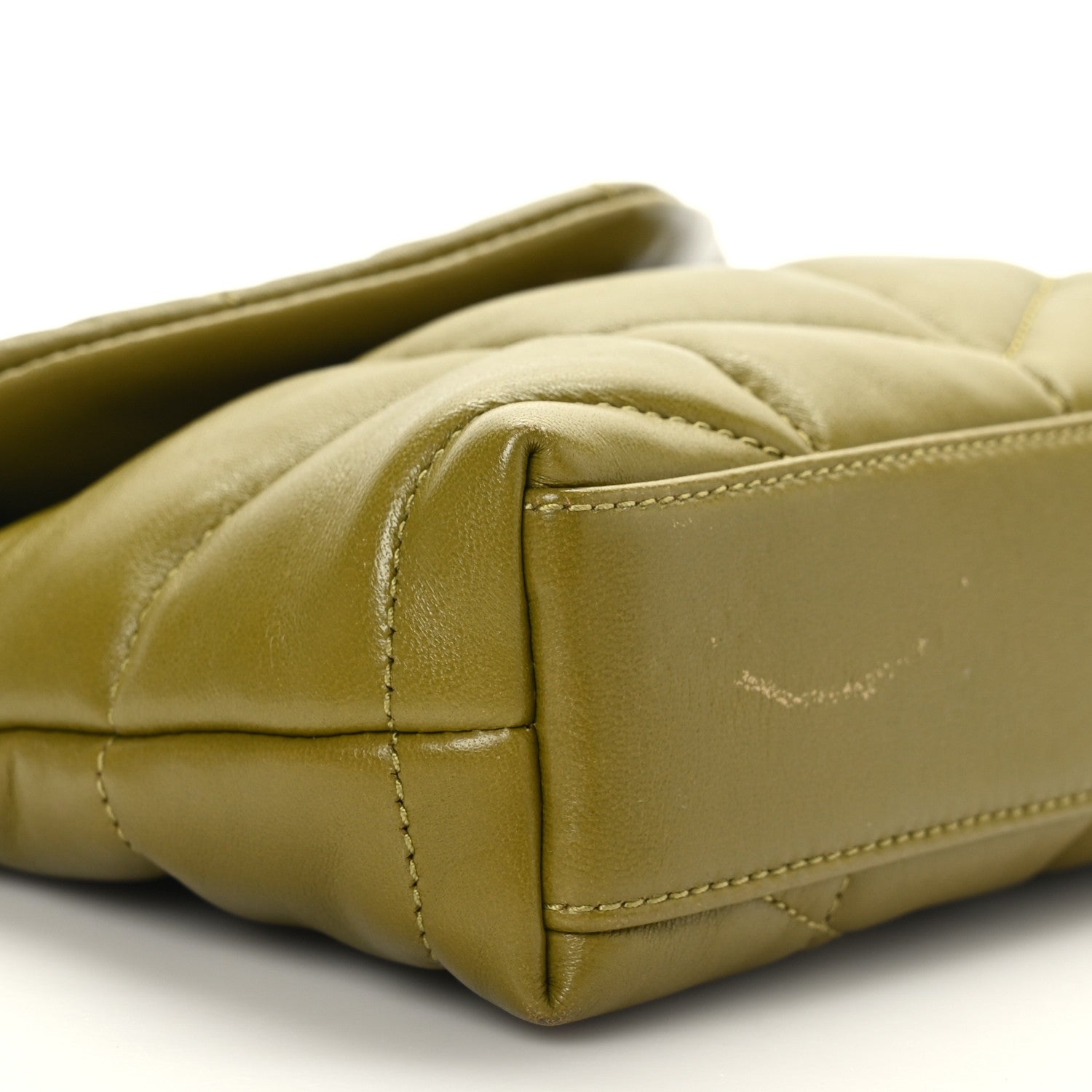 Saint Laurent Lambskin Monogram Loulou Puffer Pouch Clutch Olive 8 of 12