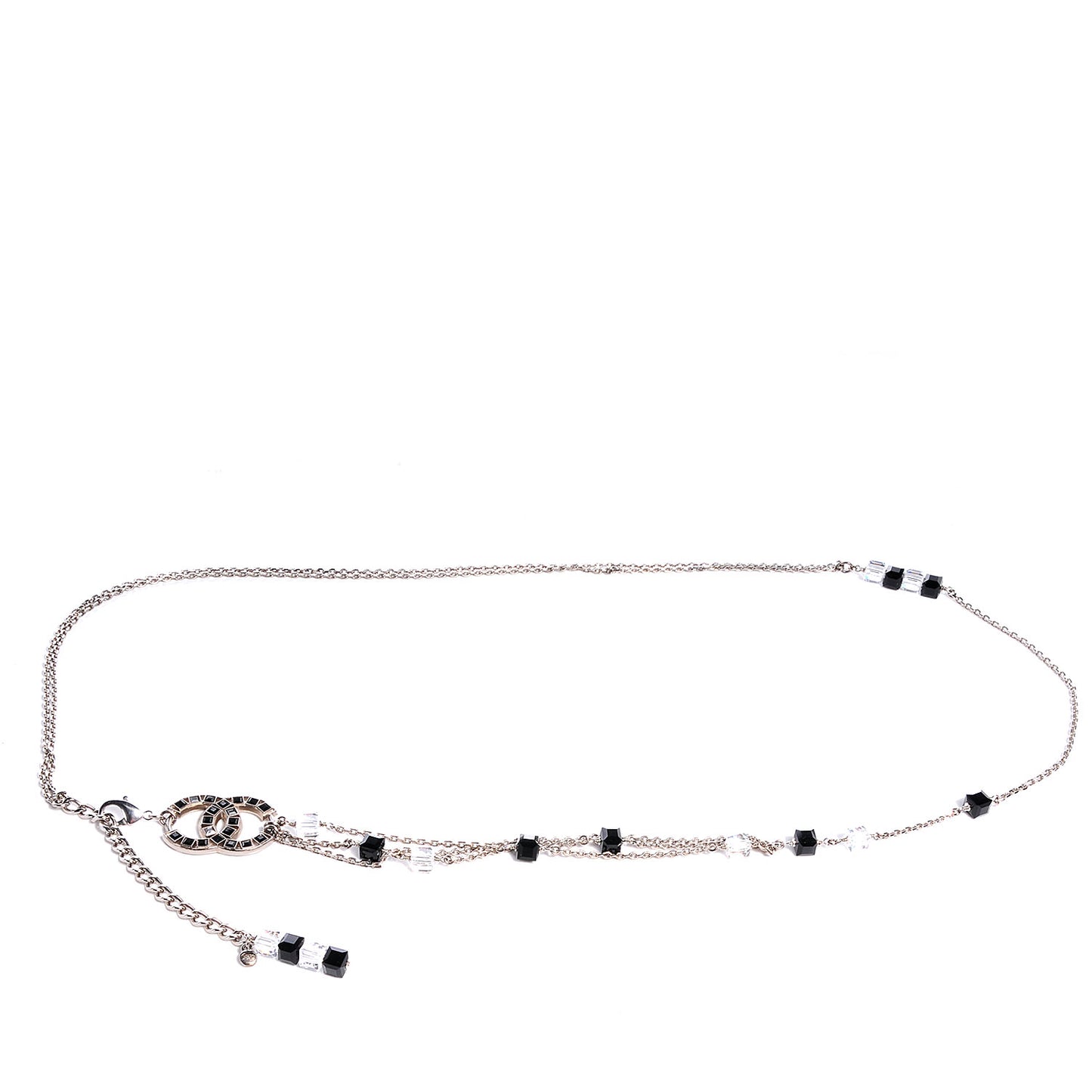 Swarovski Crystal Large CC Double Strand Belt Black