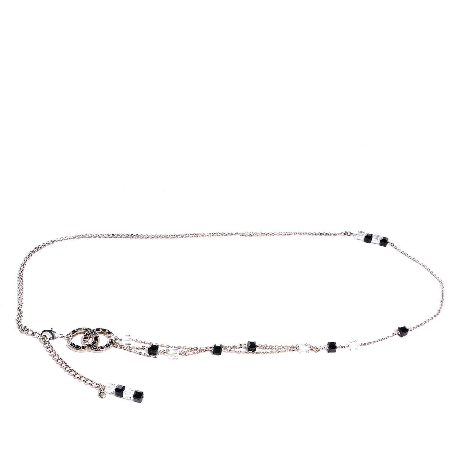 Chanel Swarovski Crystal Large CC Double Strand Belt Black 1 of 5