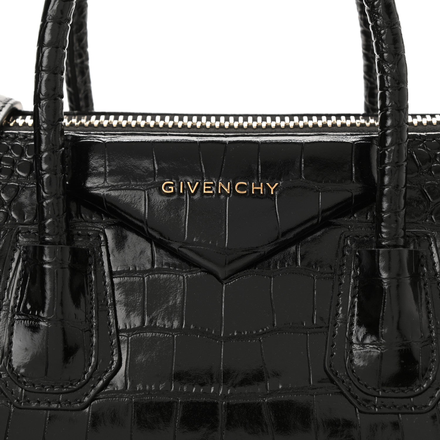 Givenchy Calfskin Crocodile Embossed Small Antigona Black 8 of 10