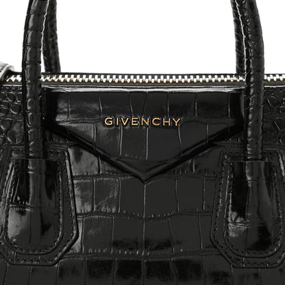 Givenchy Calfskin Crocodile Embossed Small Antigona Black 8 of 10
