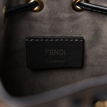 Fendi Vitello Liberty F is Fendi Bi-Color FF 1974 Embossed Mini Mon Tresor Bucket Bag Maya Black 6 of 14