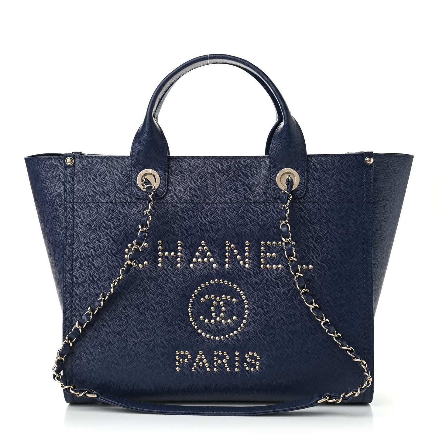 Caviar Small Studded Deauville Tote Navy
