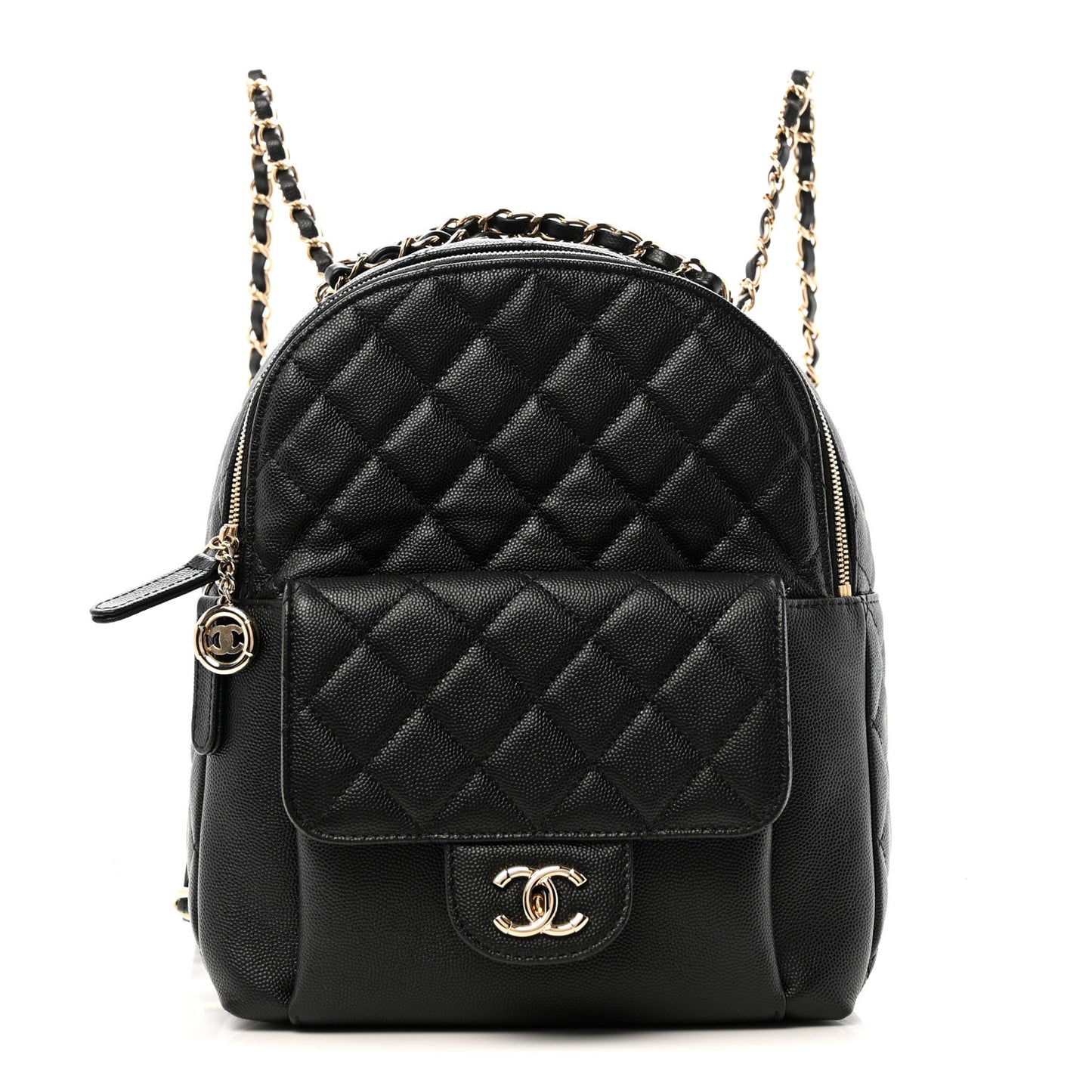 Caviar Quilted Medium Zip Around Backpack Black