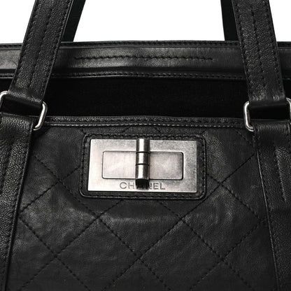 Chanel Calfskin Terrycloth Quilted Large Reissue Bowling Bag Tote Black 7 of 9