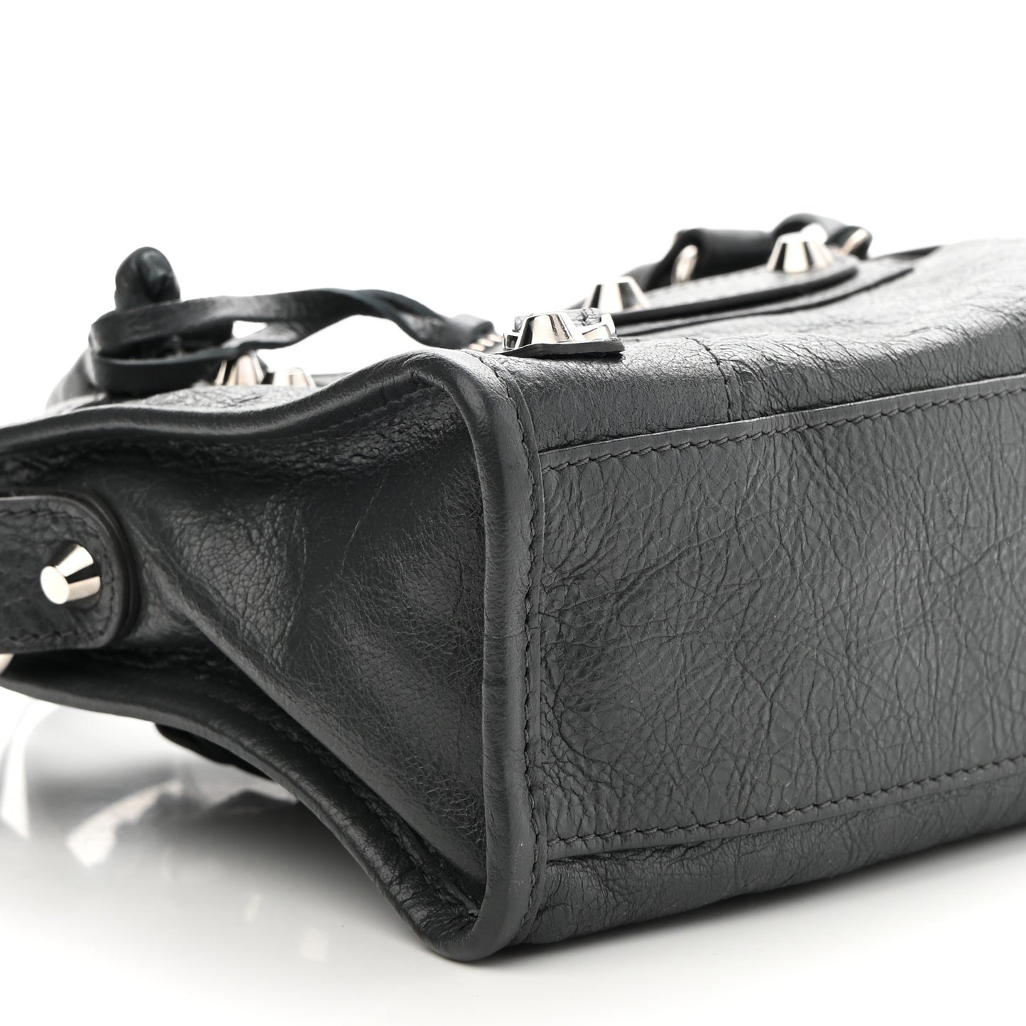 Agneau Classic Silver Hardware Mini City Gris Fossile
